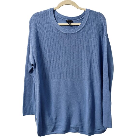 Talbots Sweater Sz XL Ribbed Blue Cotton Rayon Sweater Long Sleeve Pullover - Picture 11 of 11